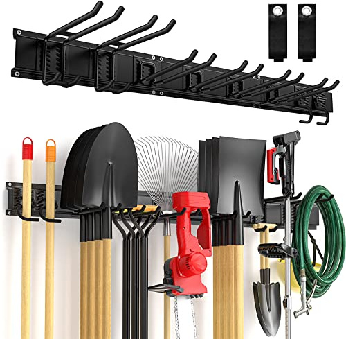 Garagen-Werkzeug-Organizer, Wandhalterung, 11 Stück, Garten-Werkzeug-Organizer, verstellbare Garagen-Organizer mit 8 robusten Haken, maximale Belastung 227 kg, Garagenaufbewahrung für Gartengeräte,