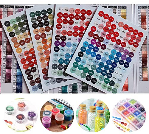 FIYO Farbnummer-Aufkleber, 447 Etiketten für mehrere Farben für Diamant Malerei-Aufbewahrungsboxen, Diamantmalerei-Nummernaufkleber, Diamantmalerei-Etiketten, Diamantmalerei-Farbkarte (1 Set)