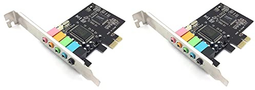 Trjgtas 2X Carte Son Interne 5.1 Convient pour avec Support à Bas, Carte Son PCI-E Stéréo 3D, CMI8738 32/64 Bits PCI
