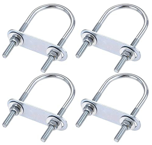 QUARKZMAN M6x40x90mm Redondo U Perno x 4 Juegos Acero U Perno para Eje y Remolque Hoja y Tubo, [Plateado Tono]