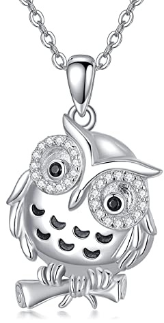 YFN Eule Kette Sterling Silber Vogel Anhänger Halskette Eule Schmuck Geschenke für Damen Graduierung Geschenke für Sie