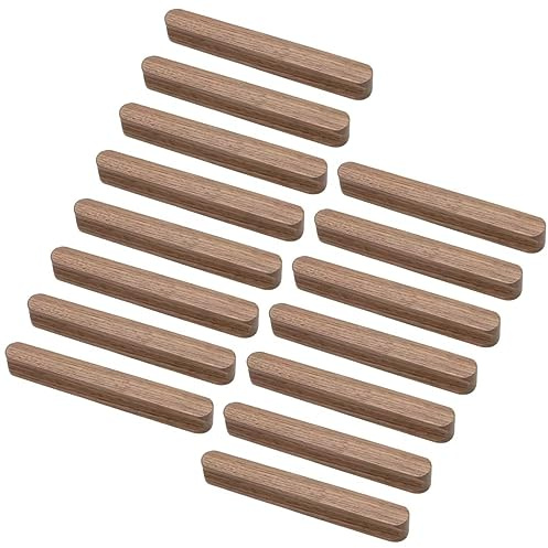 Lot de 15 poignées en bois massif de noyer pour tiroir, armoire, commode, tiroir de cuisine