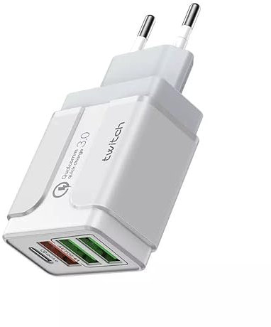 Caricatore USB multiplo 33W. Ricarica Veloce QC3.0 Adattatore USB 4 Porte Compatibili Con Tutti Cellulari Inclusi Galaxy, Note, iPhones, Huawei