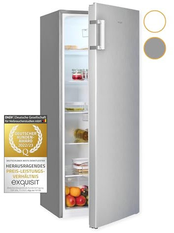 Exquisit Vollraumkühlschrank KS320-V-H-010E inoxlook | Kühlschrank ohne Gefrierfach freistehend 242 L Volumen | Vollraumkühlschrank ohne Gefrierfach