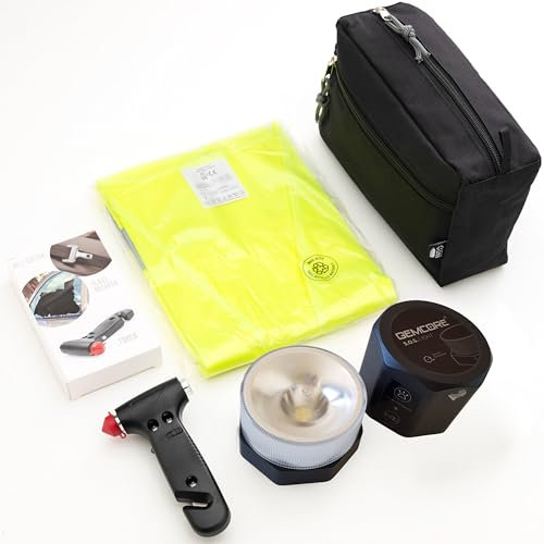 PEPA MEDINA | Kit Emergenza e Sicurezza per Auto: Luce V16 Geolocalizzata Omologata 2026, Gilet Riflettente, Martello Multifunzionale, Taglierina Cinture di Sicurezza, Torcia LED e Necessaire