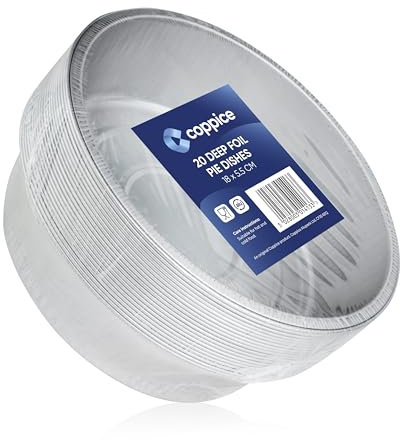 Coppice Strong Deep Aluminium Foil Pie Dish for Baking, Serving & Food Storage | 18cm x 5.5cm | Freezer, Microwave, Air Fryer & Oven Safe (20)
