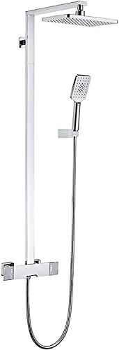 Set Sistema Doccia con soffione Doccia Set Rubinetto Doccia Set Combinato Doccia a Parete Set Doccia ad Angolo di Caduta Regolabile in Altezza con Doccia palmare a 3 impostazioni, Bocca vasc