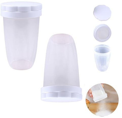 Nexoria Spargitore per zucchero a velo, macinino per farina, colino da cucina, con coperchio a maglia fine, macinacaffè a maglia fine, per cucina (2 pezzi)