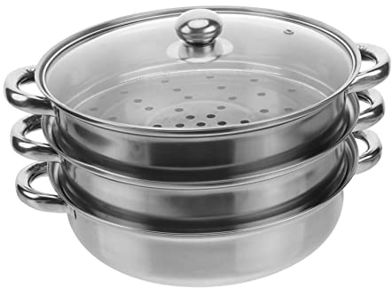 ABOOFAN Olla Vaporera De Acero Inoxidable 28 Cm Tres Capas Básica Triple Fondo Acero Grado Alimenticio Multifunción Para Cocinar Al Vapor Cocina Doméstica Ahorro Energía