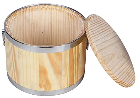 Sushi-Reisschale Aus Holz Im Japanischen Stil Mit Deckel, Sushi-Reis-Mischwanne Mit Verbrühungssicherem Stahlkantenring, Für Reisfässer Im Sushi-Restaurant, Primärfarbe, 16 Cm (Primärfarbe 20 Cm)