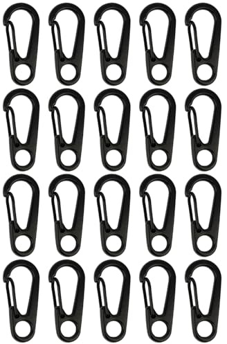 20 Stück Karabinerhaken, Mini Karabinerhaken, Frühling Schlüsselanhänger, Federschnapp-Schlüsselanhängerhaken, Mini-Paracord-Karabinerclip aus Zinklegierung, für Camping, Reisen
