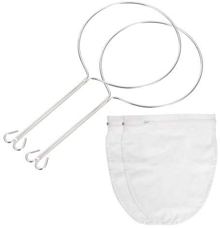 QUARKZMAN 2 Bolsas de Malla Coladora, Bolsas de Filtro de Tela con Marco Reforzado y Asa Resistente, Bolsas de Leche de Nueces para Café, Leche, Aceite, Jugo, Tamaño Grande