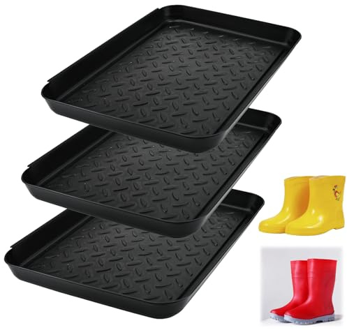 skytowards 3 stück Schuhabtropfschale Schuhwanne Kunststoff Abtropfschale Schuhe kunststoffwanne Schuhtablett Schuhabtropfwanne Plastik Schuhmatte Abtropfmatte Schuhschale für Regentage (35*27.5*3cm)