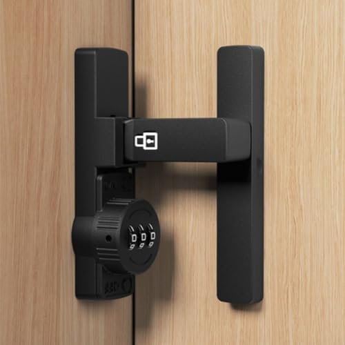 Loquet de serrure de porte de grange noir mat, loquet de serrure de porte de grange à 90 degrés, boucle de verrouillage avec mot de passe sans perforation avec entrée sans clé