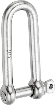 PATIKIL Screw Pin Shackle 5mm 3/16 220lb, 316 Stainless Steel Forged Long D Shackle Marine Grade for Chains Wire Rope Outdoor, Silver