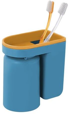 Zahnbecherhalter ohne Bohren, 1 Stück Selbstklebend Zahnbürstenhalter Wand mit Zahnputzbecher und Abflussloch für Badezimmer (Zahnbürste Nicht enthalten)