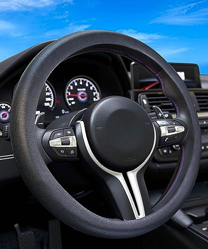 Flaconi Coprivolante Universale, Copri Manubrio Auto, Coprivolante in Silicone Antiscivolo, Protezione Universale per Volante, In Morbido Silicone, per Auto, Camion, SUV (Nero)