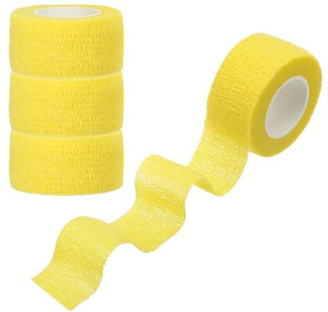 PATIKIL Sport Selbstklebendes Band, 4er Pack 2 X 5 Yards Verband Wrap Atmungsaktives Elastisches Band Verhindert Fingerreibung für Golf Baseball Volleyball, Gelb
