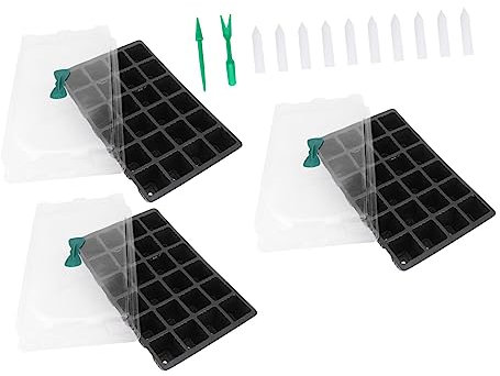 Yardenfun Set da 3 Kit Scatole per Germogli da Giardinaggio Coperchio Trasparente, Vassoi di Plastica per Germinazione 24 Fori, per Semina e Coltivazione di Micro Ortaggi e Piante Succulente Indoors