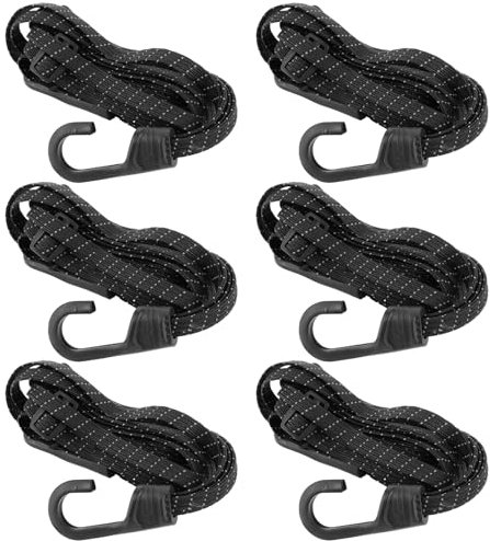 SHUESS 6er Expander mit Haken, 120cm Verstellbar Spanngummi für Gepäckträger, Spanngurte mit Haken, Spanngurt Fahrrad Gepäckspanner, elastische Spanngurte mit 4 Schiebeschnallen, für Motorrad, Fahrrad