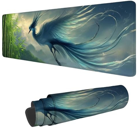 Alfombrilla Raton Bosque Bambú Alfombrilla Ratón XXL 1600x800x3mm Mouse Pad Pájaro, con Bordes Cosidos Impermeable Desk Mat Mousepad Gaming,Mejora la precisión y la Velocidad for Ratón y Teclado N-422