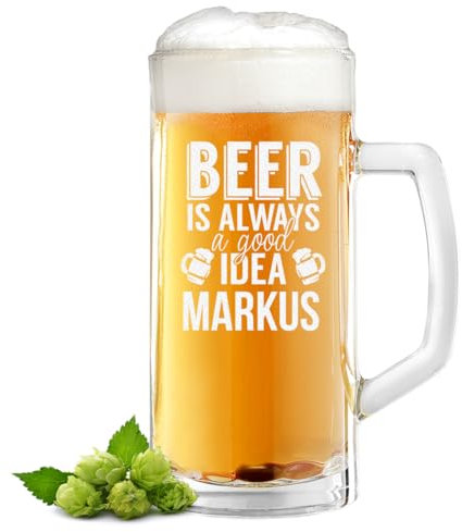 polar-effekt Bierkrug 0,5 Liter mit personalisierter Gravur für Männer - Personalisiertes Bierglas mit Namen - Vatertagsgeschenk für Papa - Spülmaschinenfester Bierseidel