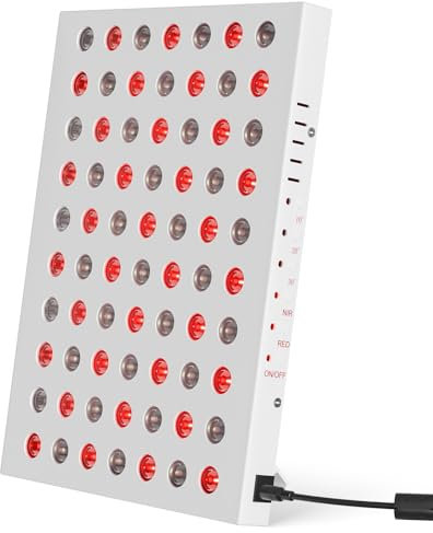 Zrwuldu Red Light Panel Combo 660nm & 850nm, 70LEDs Infrared Lamp with 10/20/30Mins Timer and Holder, 35W Infra Light Lamps Panel for Home/Office/Gym Use (not Heated)