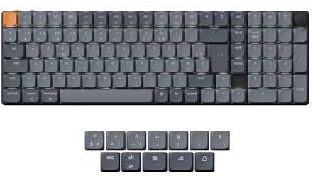 Keychron K17 Max Clavier Mécanique sans Fil Ultra-Fin, Connexion 2,4 GHz/Bluetooth/Filaire, Programmable avec QMK et Lancher, Rétroéclairage Blanc, Commutateurs Banane pour Mac/Windows (FR Layout)