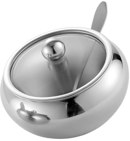 Mipcase 3 Ensembles Pot à Épices Récipient Avec Cuillère Sucrier En Inox Tasse De Sucre En Acier Inoxydable Contenants D'assaisonnement De Comptoir Sucrier Inox Acier Inoxydable 304
