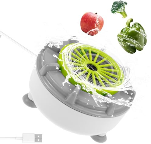 Machine à laver les fruits et légumes, ABS Fruits Légumes Laveuse Vortex Nettoyage Légumes Rechargeable Purificateur de Légumes Automatique Machine à Laver Nettoyeur Spinner Joint pour Maison