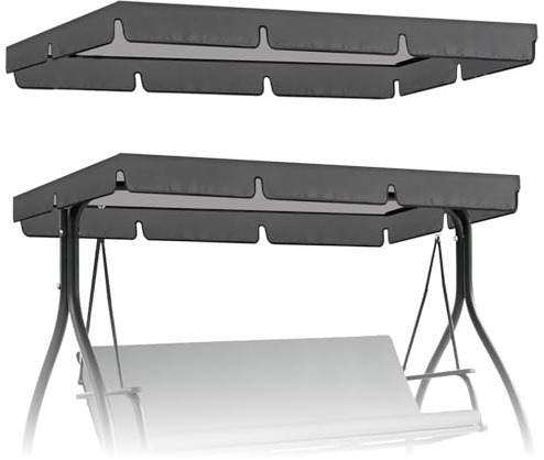 AOOWU Cubierta de Toldo para Columpio, 195X125X15CM Universal Techo Solar para Balancín Toldo, 420D Tejido Oxford Columpio Jardin Toldo de Reemplazo Impermeable, Techo Repuesto para de 2 y 3 Plazas
