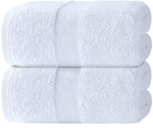 Bath Sheet Towels - 650 GSM Cotton Luxury Bath Towels Extra Large 35x70 | Highly Absorbent and Quick Dry | Hotel Quality Extra Large Bath Towels Oversized, White, 2 Pack