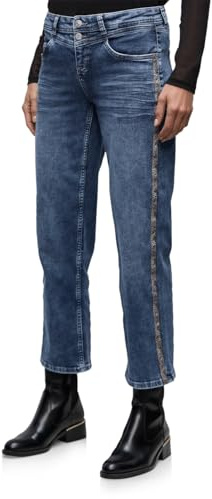 Street One Straight Leg Jeans mit Tape Medium Blue Wash 28