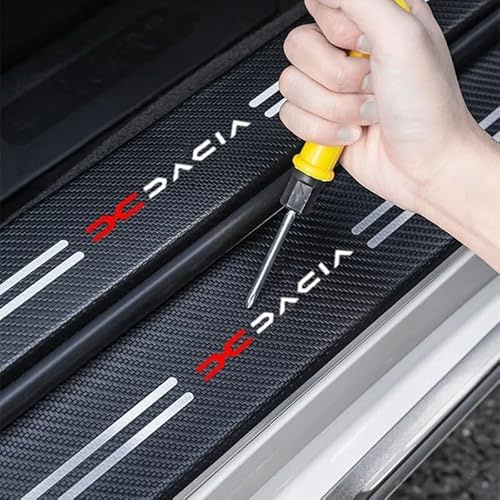 BUSDPL 9 Piezas Estribos Protección de Umbral de Puerta para Dacia Bigster 2025-2026, Cinta Decoración Umbral Carbono Bienvenidos Pedal Accesorios Coche