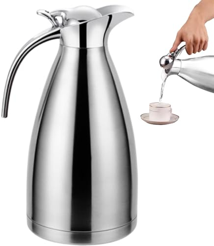 Caraffa termica per caffè da 2 litri, caraffa termica in acciaio inossidabile mantiene l'acqua calda per 24 ore, brocca per acqua isolata a prova di perdite per distributore di bevande -