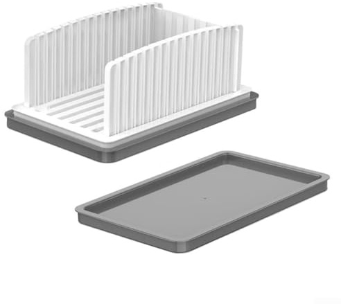 Cortador de pan plegable con guía de corte ajustable y bandeja para migas, diseñado para uniforme para pan casero y rebanadas de pasteles, apto para lavavajillas