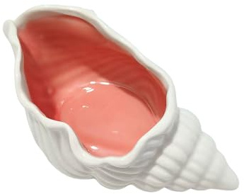 Oriental riverkit Sea Shell Keramik Schmuck Dekoschale (Rosa und Weiß) | 14 x 7,5 x 5,5 cm, Keramik Schmuckteller, Schmucktablett für Hochzeitsdekor, Wohndekorationen und Schmuckaufbewahrung
