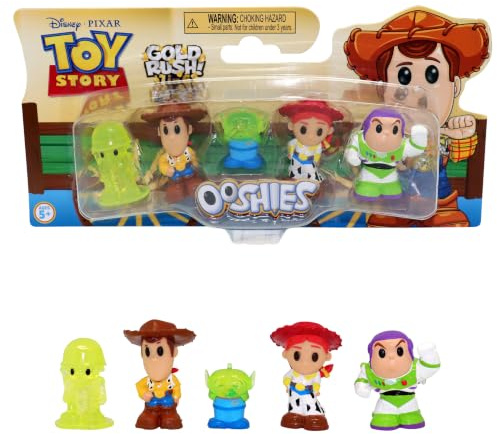 Toy Story Ooshies Collectibles 5 Pack Pencil Toppers – Chance of Rare Limited Edition Gold Collector Pack – Disney Pixar Mini Figures for Kids Ages 5+, School Accessories, Party Bag Fillers & Gifts