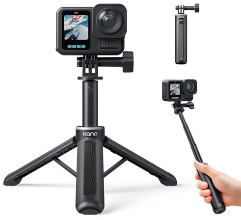 llano 16 Mini Tripod for GoPro Hero 13/12/11/10/9/8, LIT Hero, Mission 1 | For GoPro Hero & Max 2/1, Extendable selfie stick & handle grip with standard mount for Go pro, portable design, Lightweight