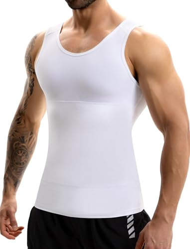MISS MOLY Shapewear Herren Kompressionsshirt Elastische Bauch-Weg Unterhemd | Miederbody Figurformende Tank Top Ärmellos Body Shaper Männer Bauch Top Weste, Diskrete Bauch- und Taillenform