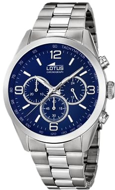 LOTUS Reloj Hombre Analógico de Acero Inoxidable 316l Plateado - Movimiento de Cuarzo - Cronógrafo - Cristal Mineral de Alta Resistencia - Resistente al Agua 5 ATM 18152/4 Minimalist
