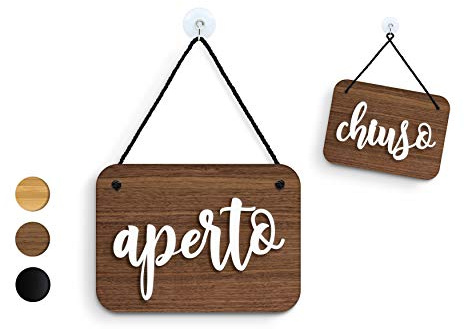 SIGNS - Cartello Aperto/Chiuso a rilievo [OC06] Shabby Chic per porta vetrina ingresso di Bar, Pub, Ristoranti o Negozi