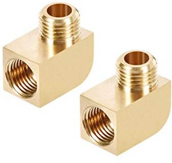 sourcing map Messing Rohrverschraubung 90 Grad Stangenmaterial, 2 Stück | Einschraubverbindung M10 Stecker x M10 Buchse