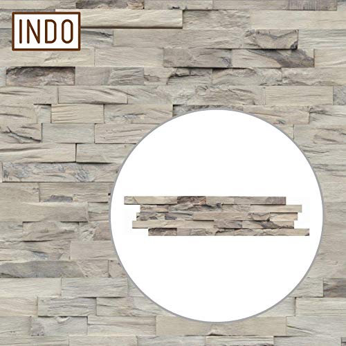 INDO Holz Wandverkleidung Wandverblendung Beachwood Hevea Sun Bleached 1 m²