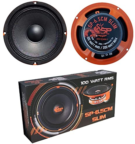 SP Audio 2 MIDRANGE SP6.5CM-Slim Haut-parleurs 16,50 cm 165 mm 6,5 diamètre 100 Watt rms 200 Watt impédance Max 4 ohm 96 DB spl Voiture, par Paire