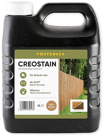 Postsaver Creostain Creocote Oil-Based Wood Treatment | Creosote Substitute | Wood Stain and Preserver | Ideal for Fence Treatment | Low Odour | 4 litres (Light Brown)