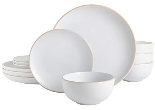 Gibson Home, set di stoviglie da 12 pezzi Rockaway, bianco