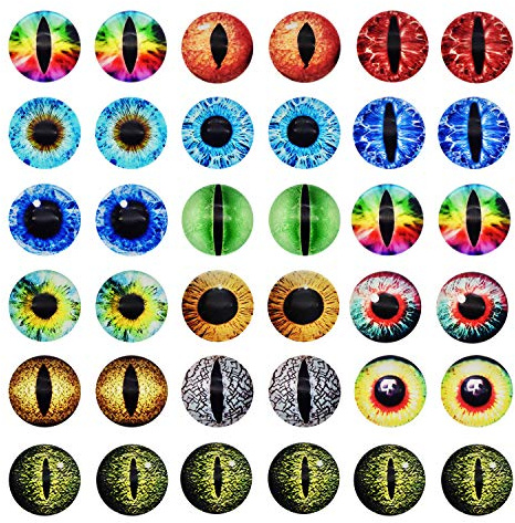 Julie Wang 30MM 20PCS Dragon Eyes Glass Cabochon Eye for Clay Models Making Sculptures Props Craft DIY Findings Jewelry DIY Accessory