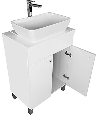 paplinskimoebel - Lavandino Bagno con Mobiletto IGA SINK 60 x 84 x 40 cm, Mobili Bagno con Lavabo, Mobile Lavabo Bagno, Lavabo in Ceramica WC, Mobile Sotto Lavandino Bagno - Weiss