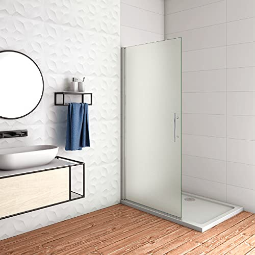 WALK IN Parete Doccia Movibile Girevole Verso Interno e Esterno 85x195 cm in Vetro 6 mm Temperato Anticalcare Satinato Opaco Telaio Cromato Lucido